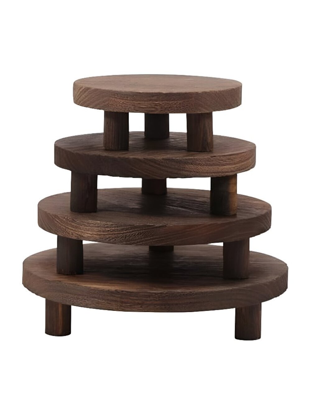 4 Pcs Wooden Risers for Display, Mini Pedestal Stool Display Stand, Tiered Tray